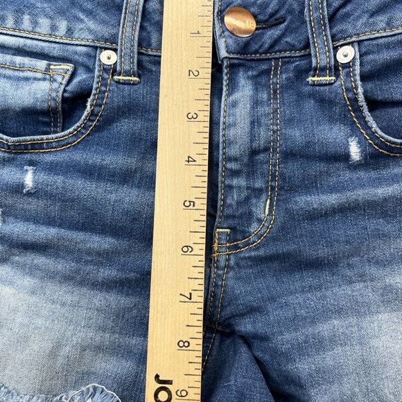 American Eagle Womens Midi Super Super Stretch Distressed Denim Shorts Sz 6 - Picture 8 of 15